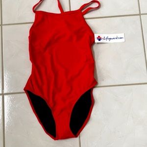 New Lifeguard red bathing suit size 36 with tags.